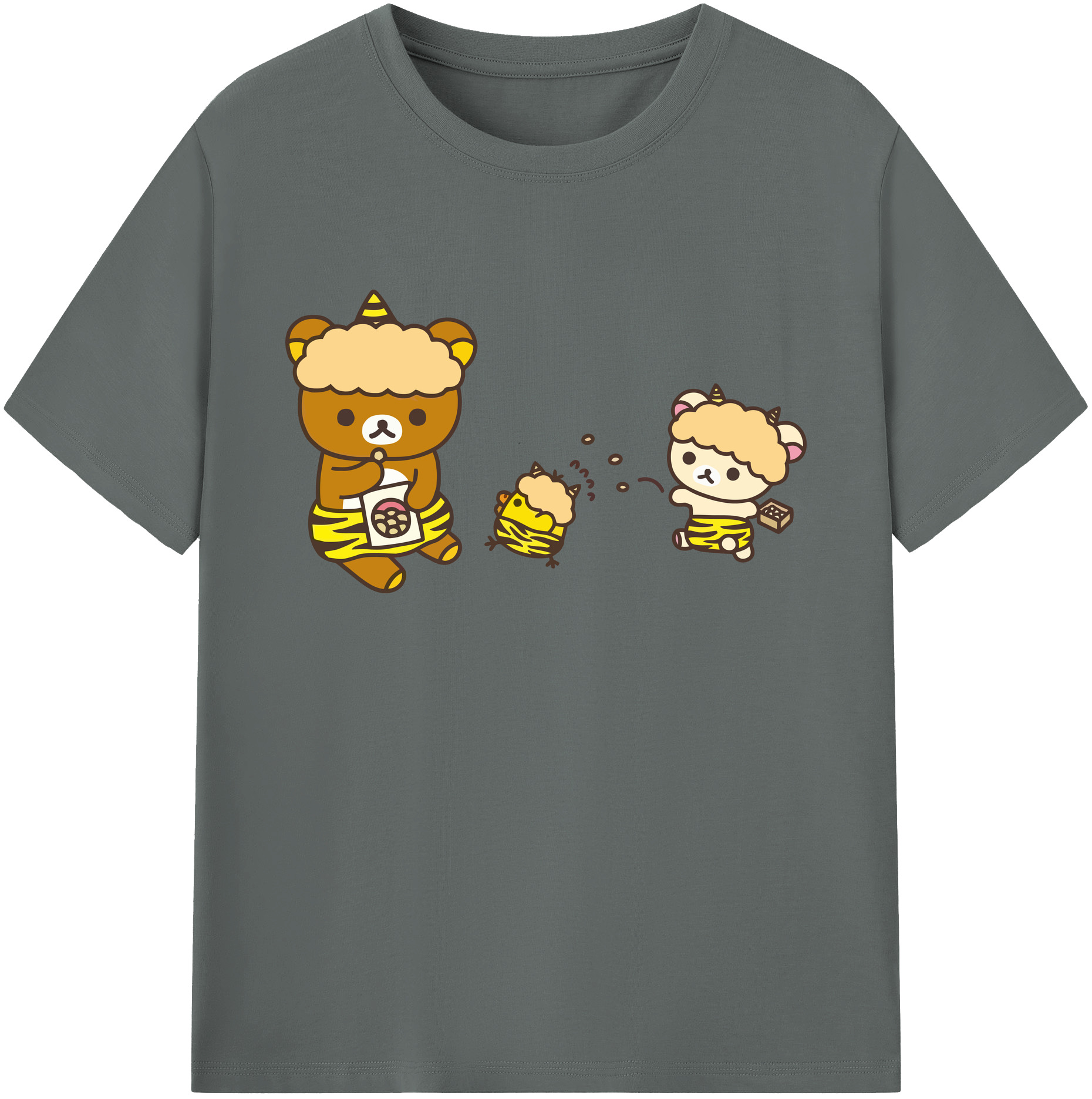 （画像用） リラックマ リラックマ キイロイトリ Rilakkuma Korilakkuma Kiiroitori 綿100％ メンズ半袖Tシャツ｜肌触りやわらか＆通気性